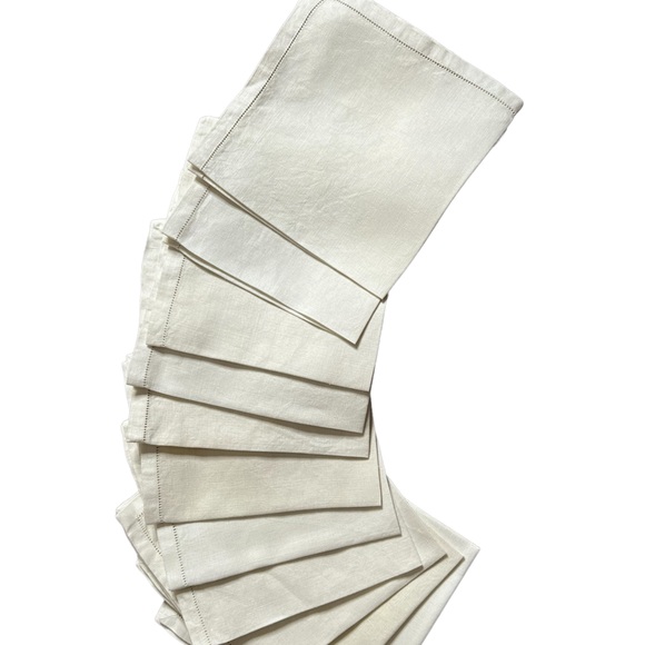 Vintage Heavy-Weight Pickstitched Linen Dinner Napkins Set of 12 From The 50s - Picture 5 of 5